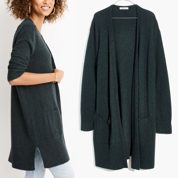 Madewell Kent Cardigan Sweater Coziest Yarn Wool Alpaca Blend Forest Green XL - Picture 2 of 15